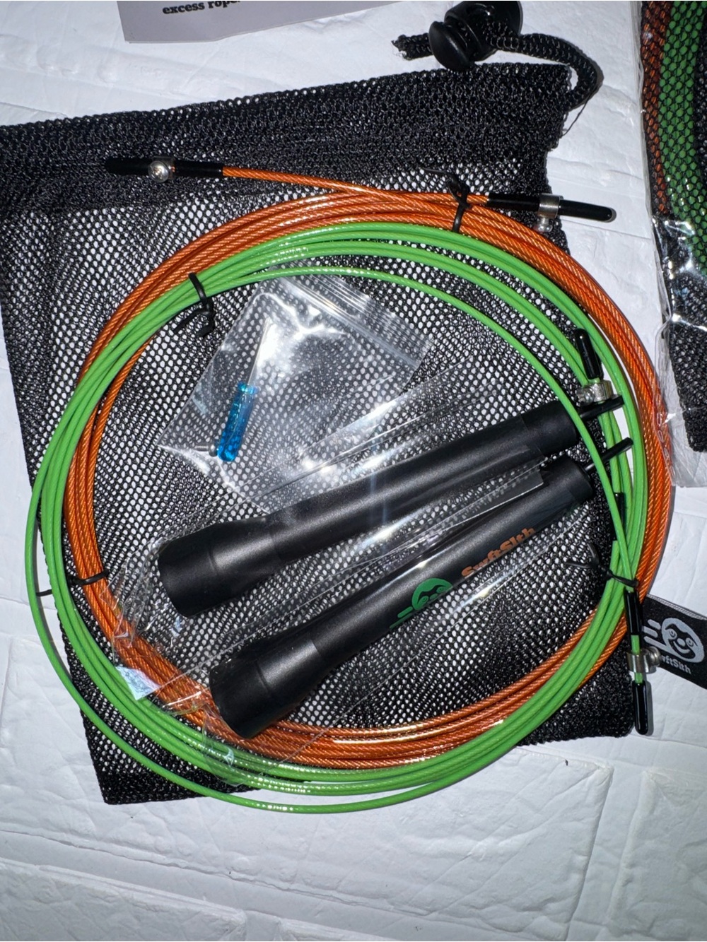 2 Swftslth Cable Speed Rope - Adjustable Tangle Free Jump Rope Adjustable Green - Picture 4 of 10